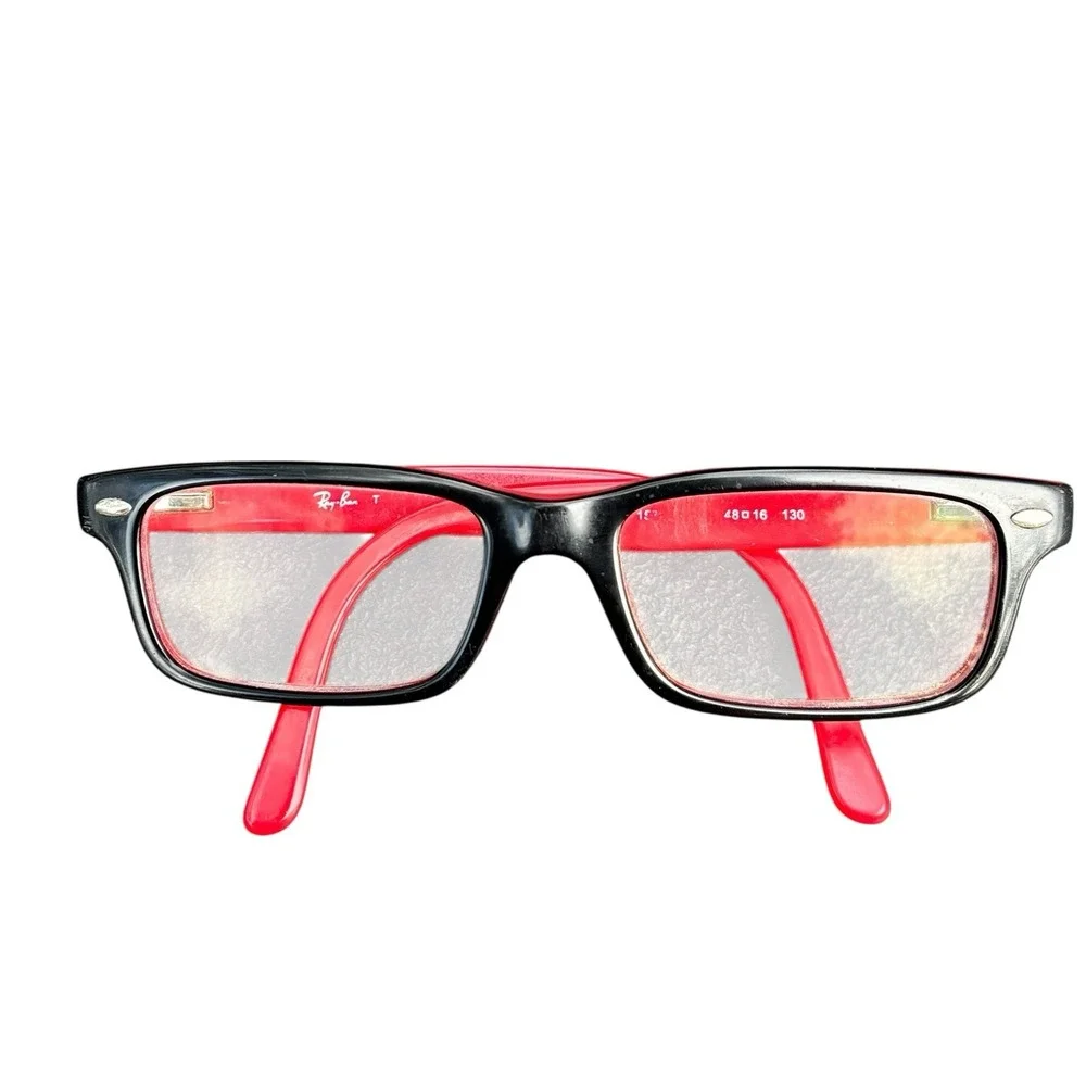 Boys‎ Youth Ray-Ban Eyeglasses Kids RB 1535 Full Frame Square Plastic Red Black